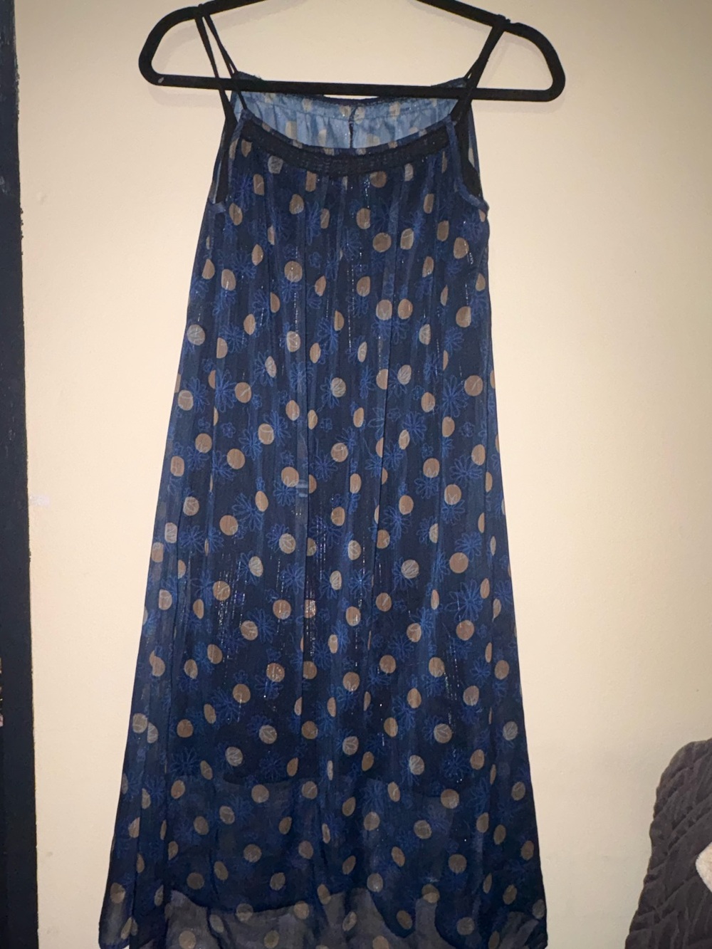 Blue Polka Dot Floral Dress